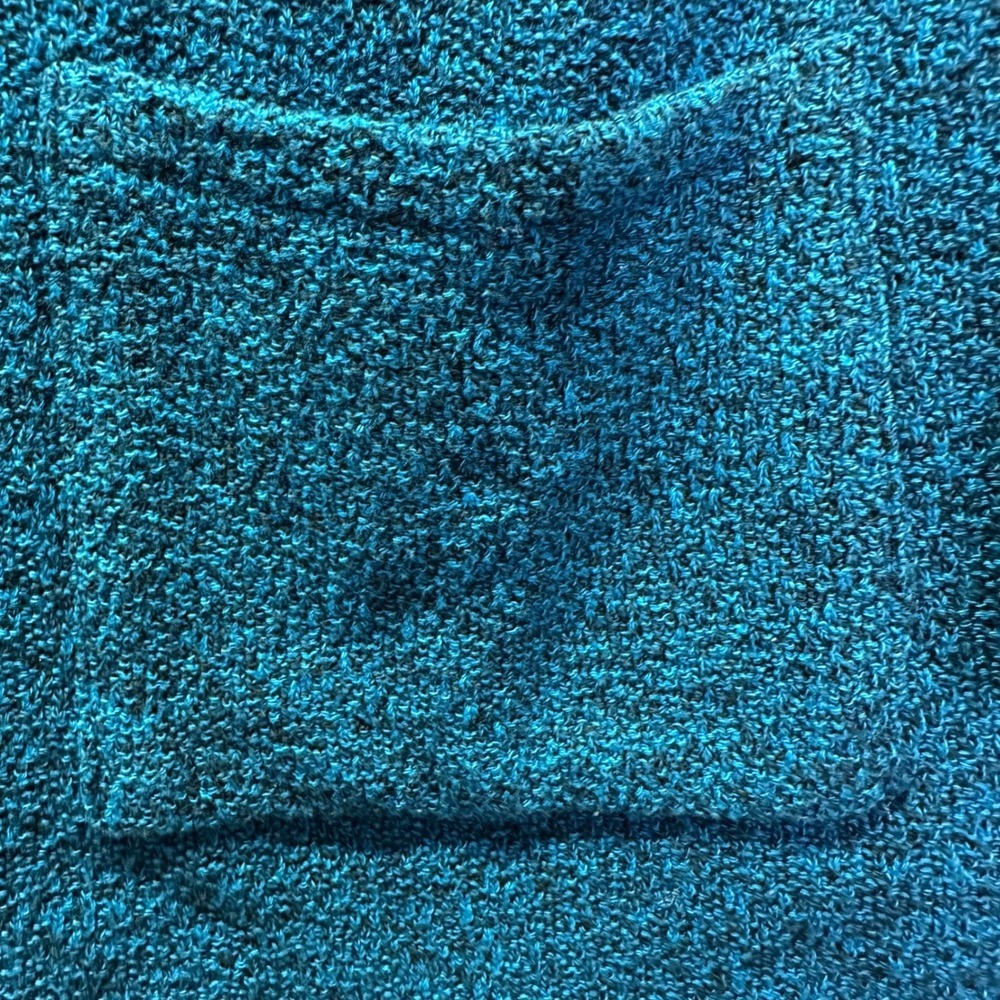 Margaret Winters Teal Black Textured Cowl Neck Pocket Tunic Top Size S - Picture 5 of 8